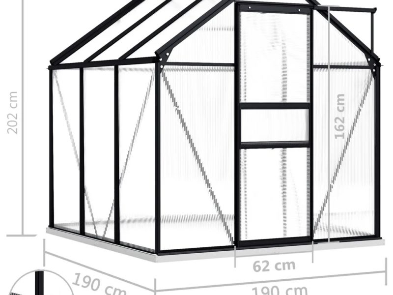 Serra con telaio base in alluminio antracite 3,61 m²