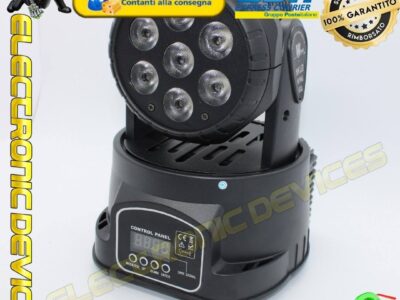 EFFETTO LUCE TESTA MOBILE 7 LED DA 10W MOVING HEAD WASH LUCI