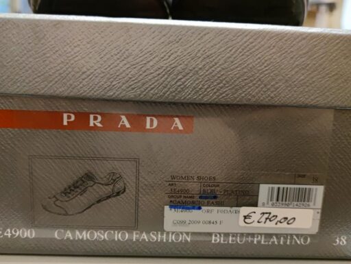 Scarpe Prada donna numero 38, camoscio fashion bleu+platino