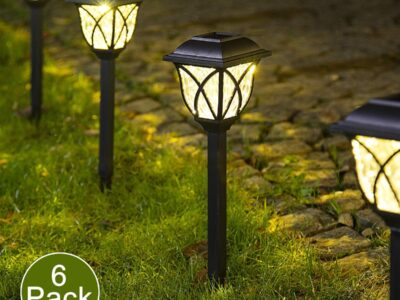 6 pz lampioncino lampada a led con pannello solare da giardino