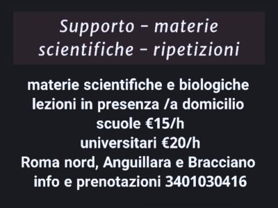 Lezioni private materie scientifiche e biologiche