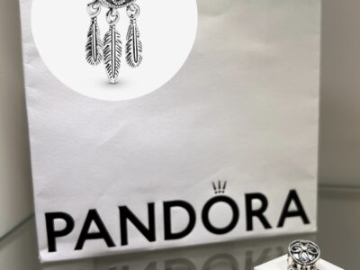 Charm pandora acchiappasogni argento cuore piume