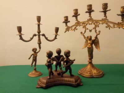 Candelabri e trittico ottone bronzo