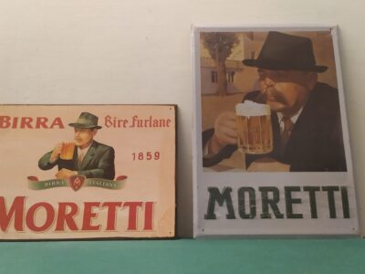 Targhe birra moretti ferro e legno