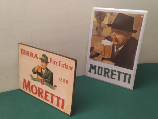 Targhe birra moretti ferro e legno