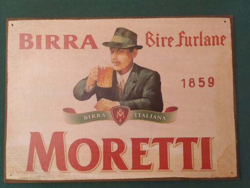 Targhe birra moretti ferro e legno