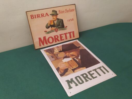 Targhe birra moretti ferro e legno