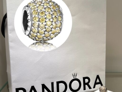 Charm pandora giallo quarzo argento buco largo busta