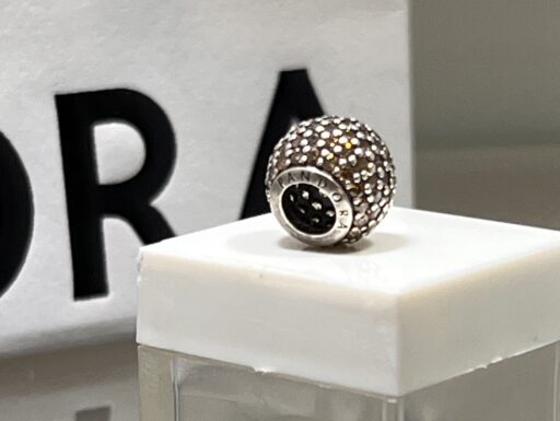 Charm pandora giallo quarzo argento buco largo busta