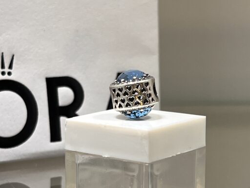 Pandora charm blu cuori busta originale argento gioiello