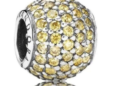 Charm pandora giallo quarzo argento buco largo busta