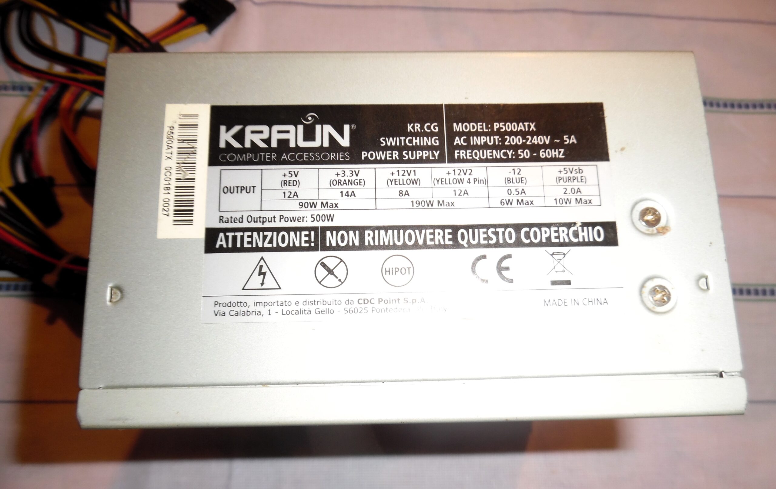 Alimentazione pc kraun p500atx