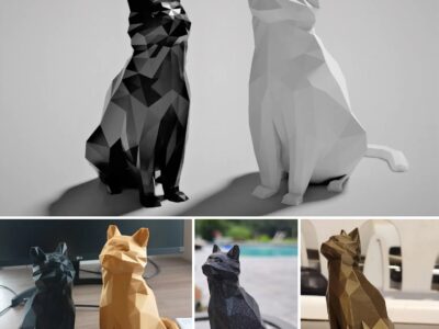 Gatto decorativo stampato in 3d per la casa