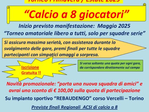 Calcio a 8: campionati e tornei con iscrizione gratuita!