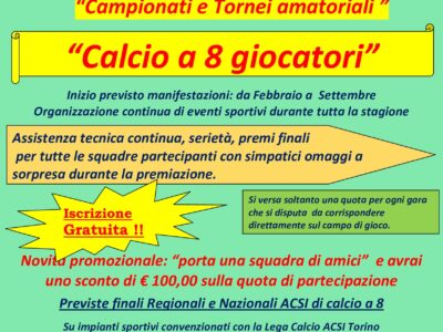 Calcio a 8: campionati e tornei con iscrizione gratuita!