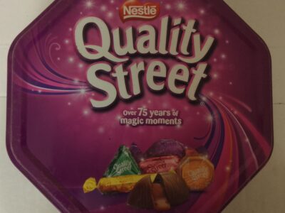 Quality street scatola latta esagonale grande da collezione